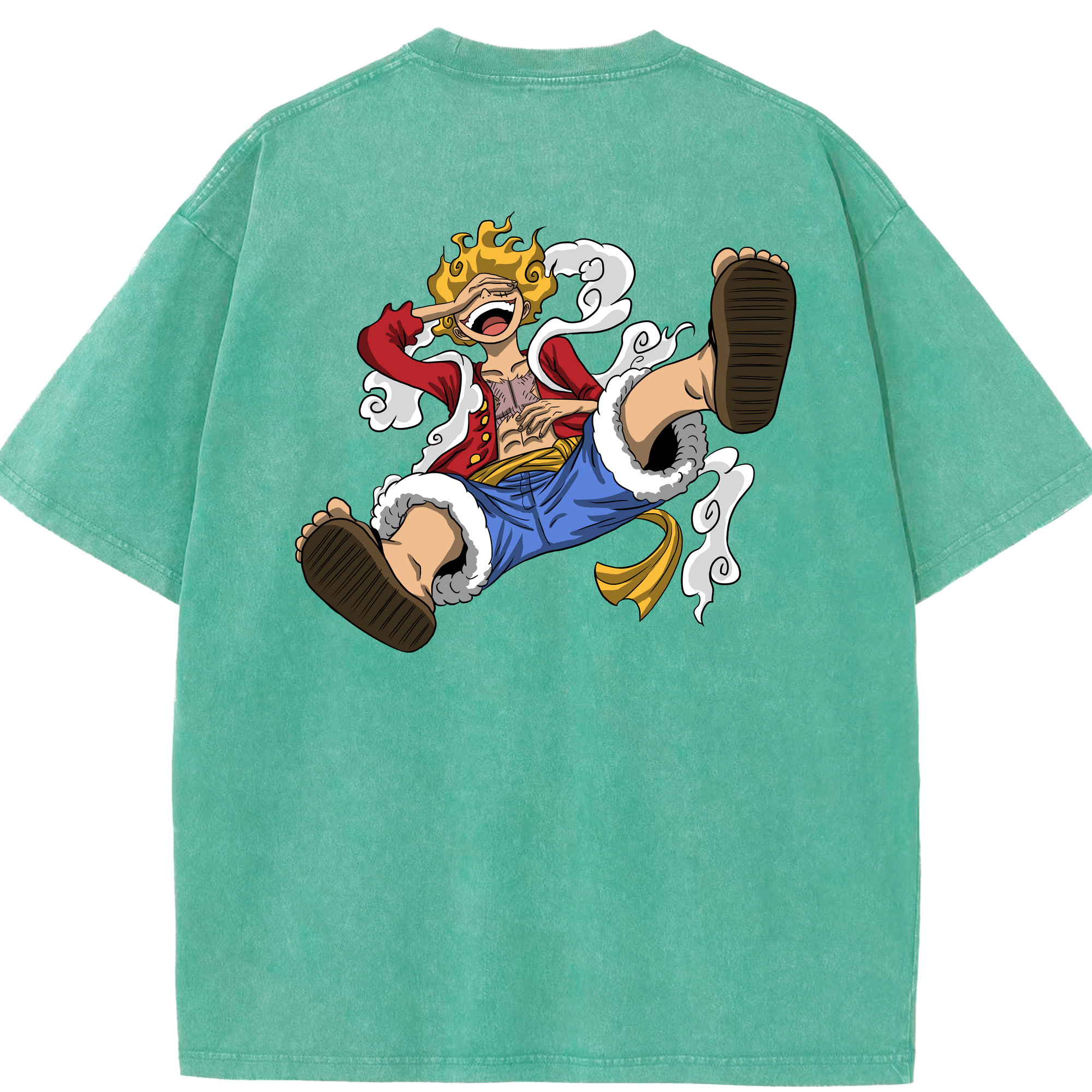 ワンピース モンキー・D・ルフィ ONE PIECE Monkey D. Luffy 綿100% ヴィンテージ風 半袖Tシャツ（背面プリント）